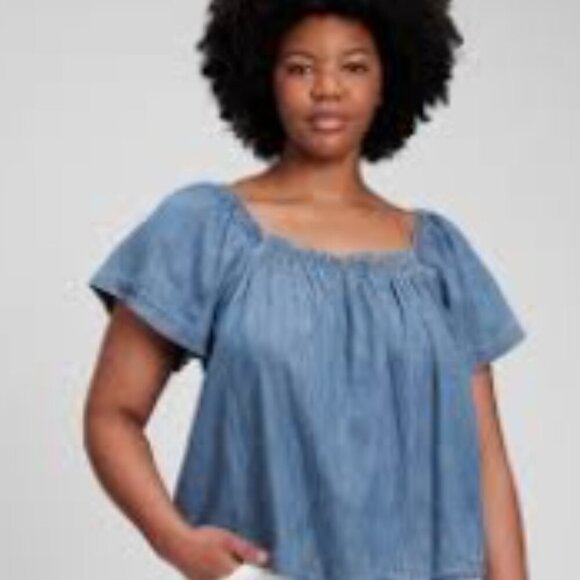 GAP Tops - Gap Women's Flutter Blue Off-Shoulder Top Size M